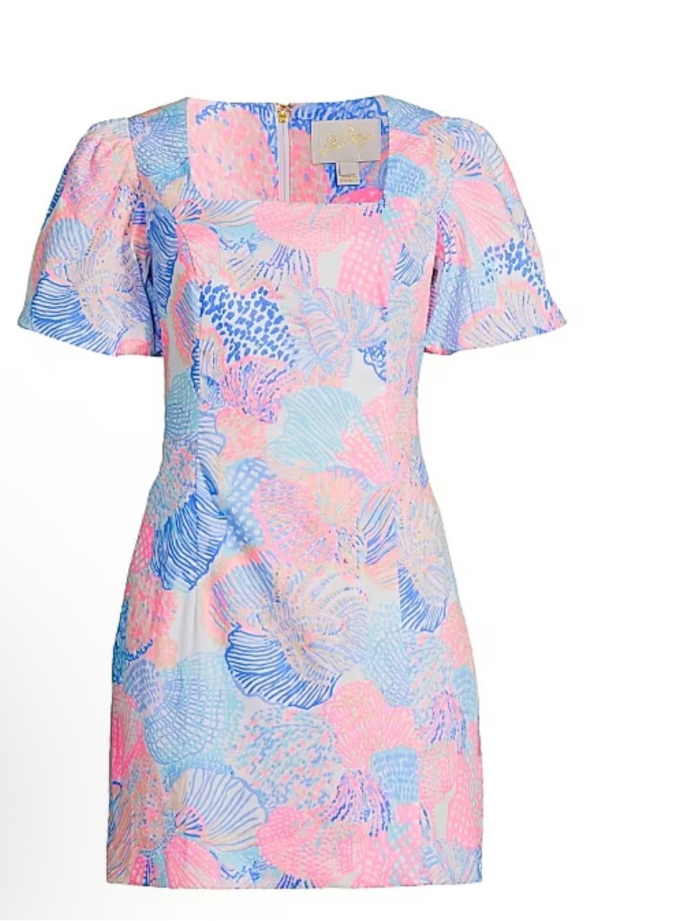 Lilly Pulitzer Pink & Blue Floral Square-Neck Mini Dress